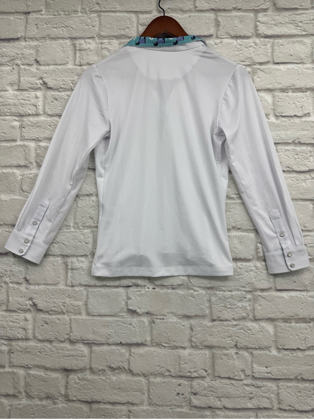 ROMFH Equestrian Chill Factor Long Sleeve Show Shirt XL White Horse Print Collar - Picture 8 of 16